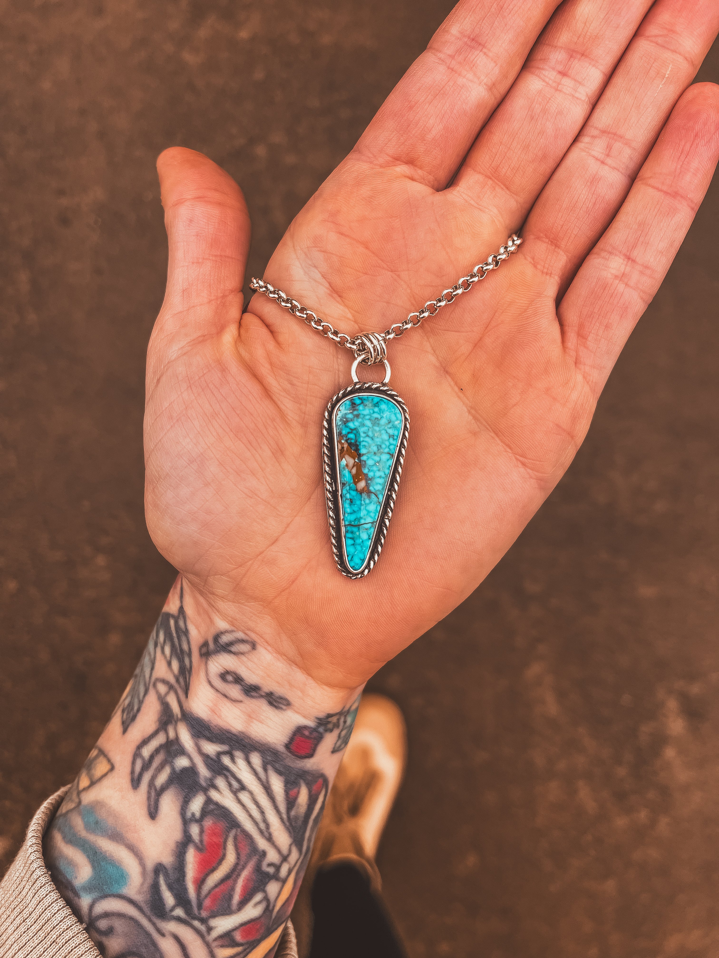 Kingman Waterweb Turquoise Pendant