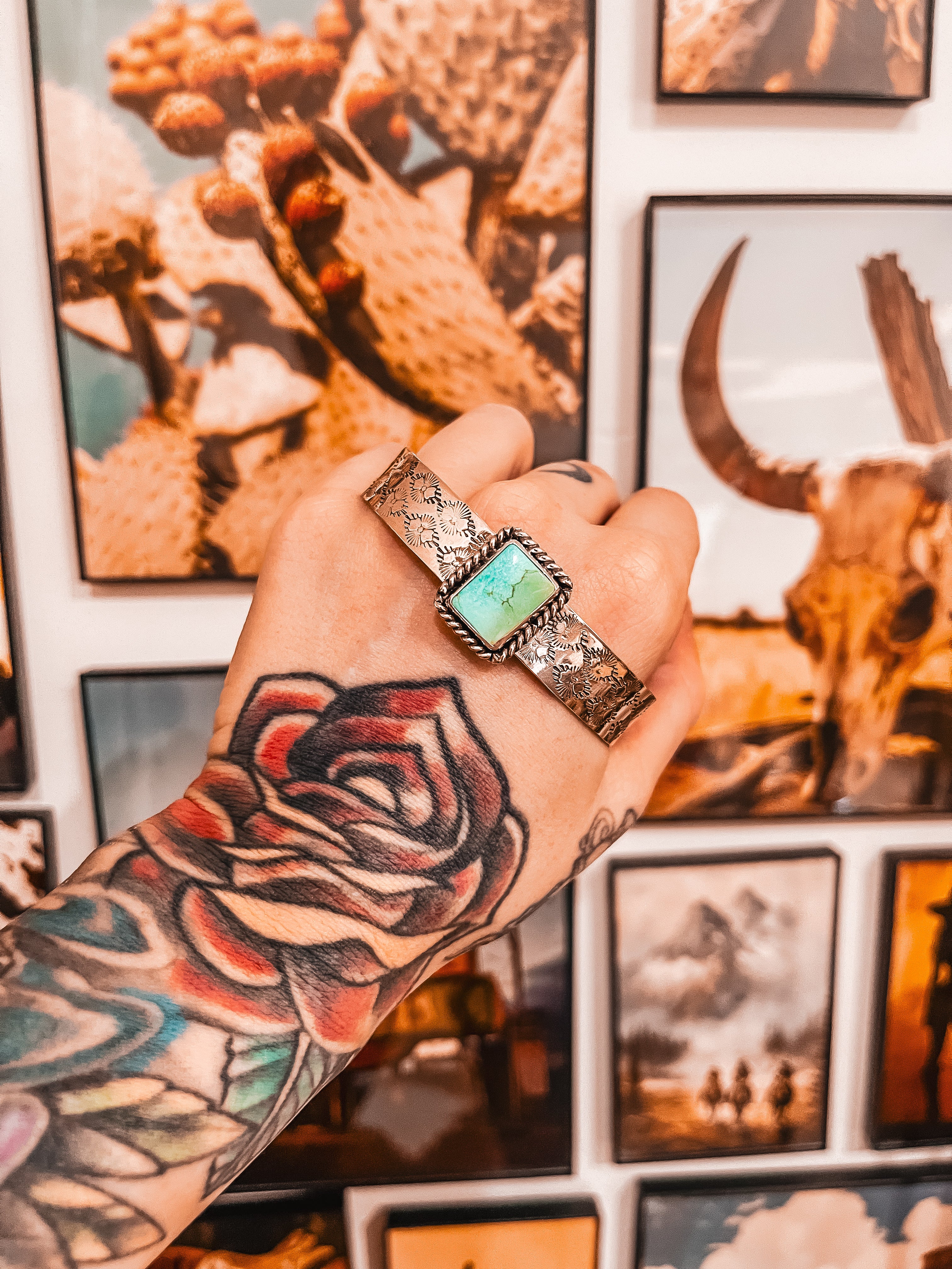 Men’s Stamped Cuff with Royston Turquoise
