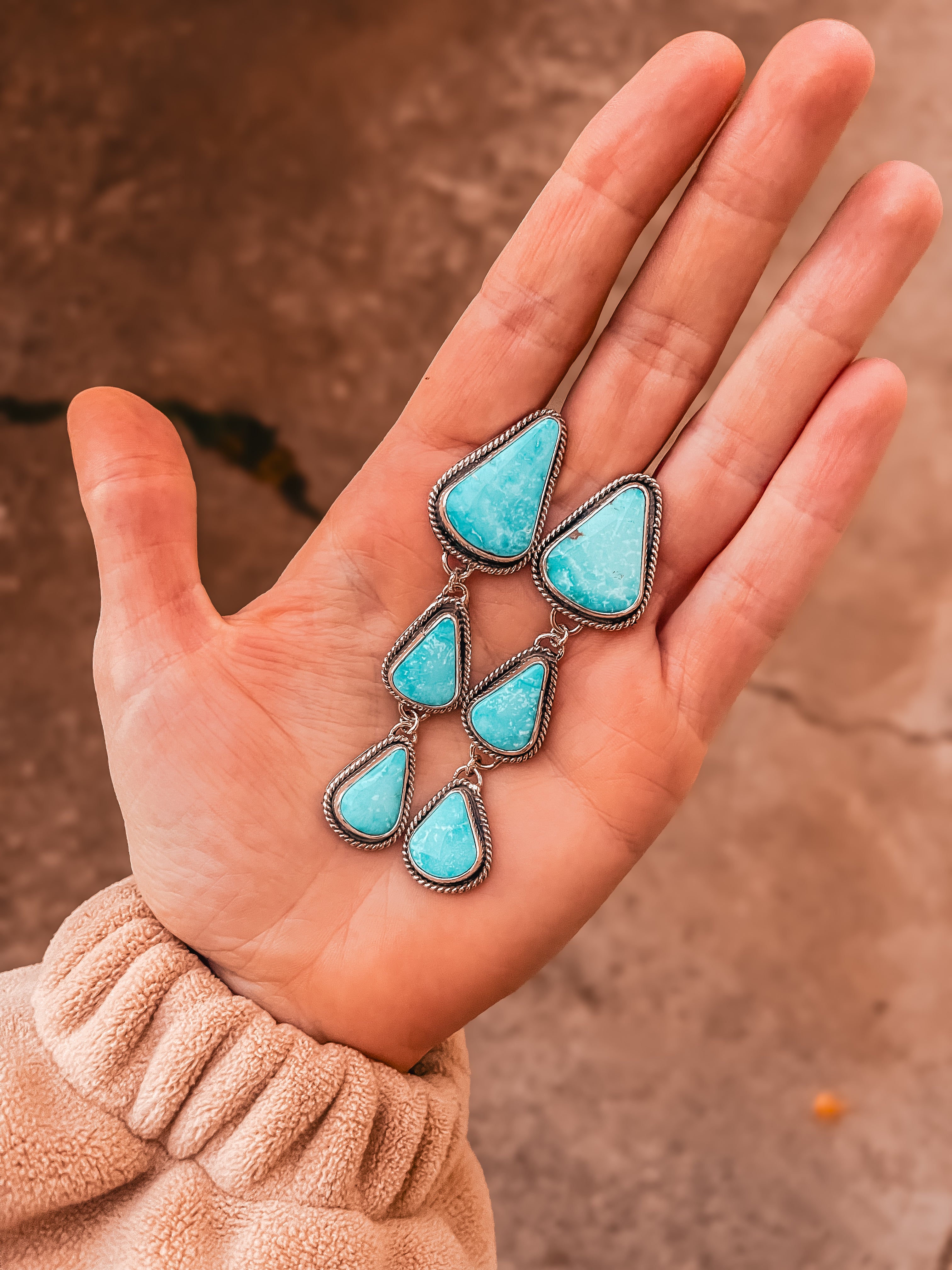 Large 3-Stone Teardrop Dangle Earrings