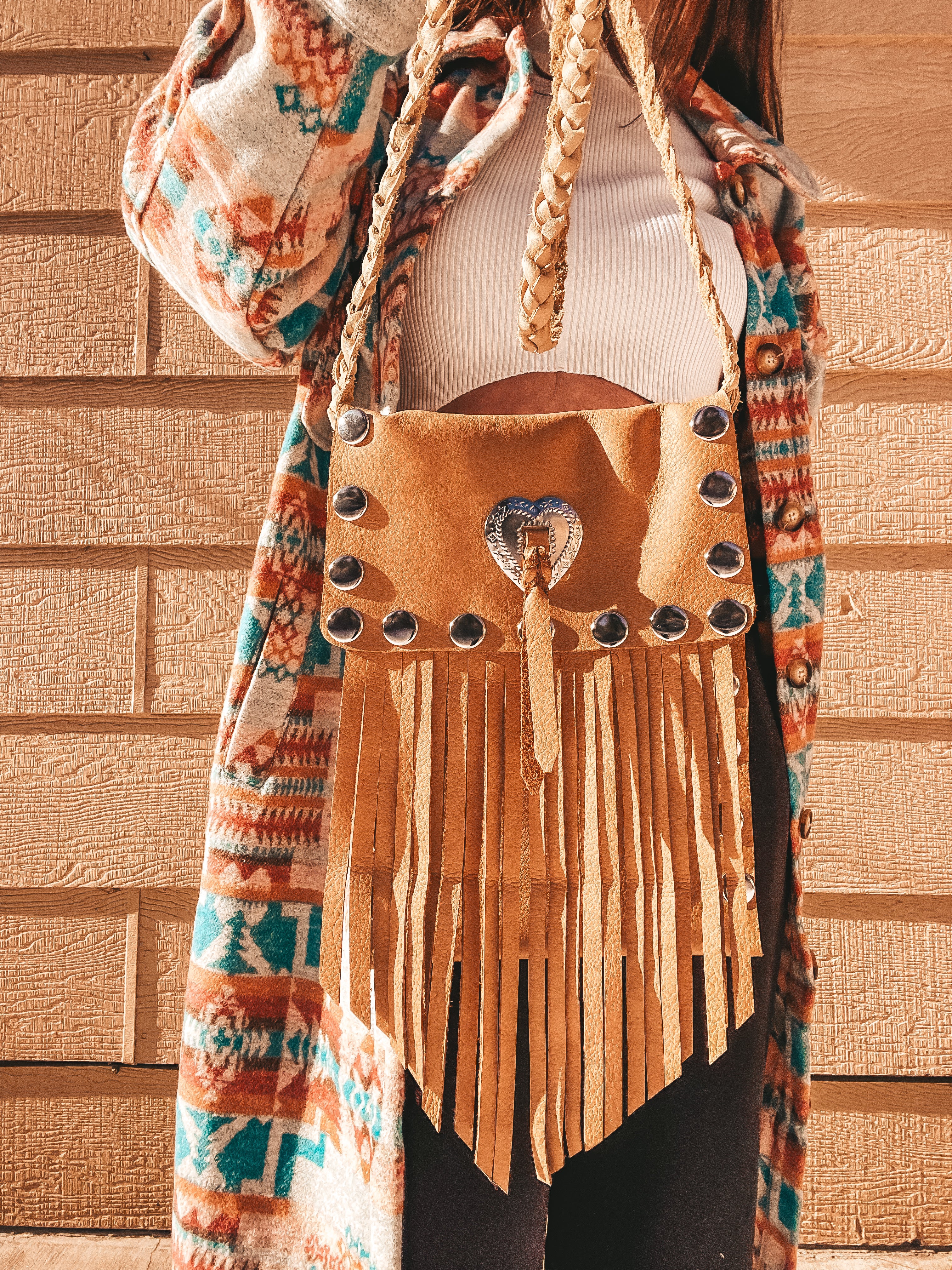 Wild Heart Festival Bag – Soft Tan Leather & Studded Detail