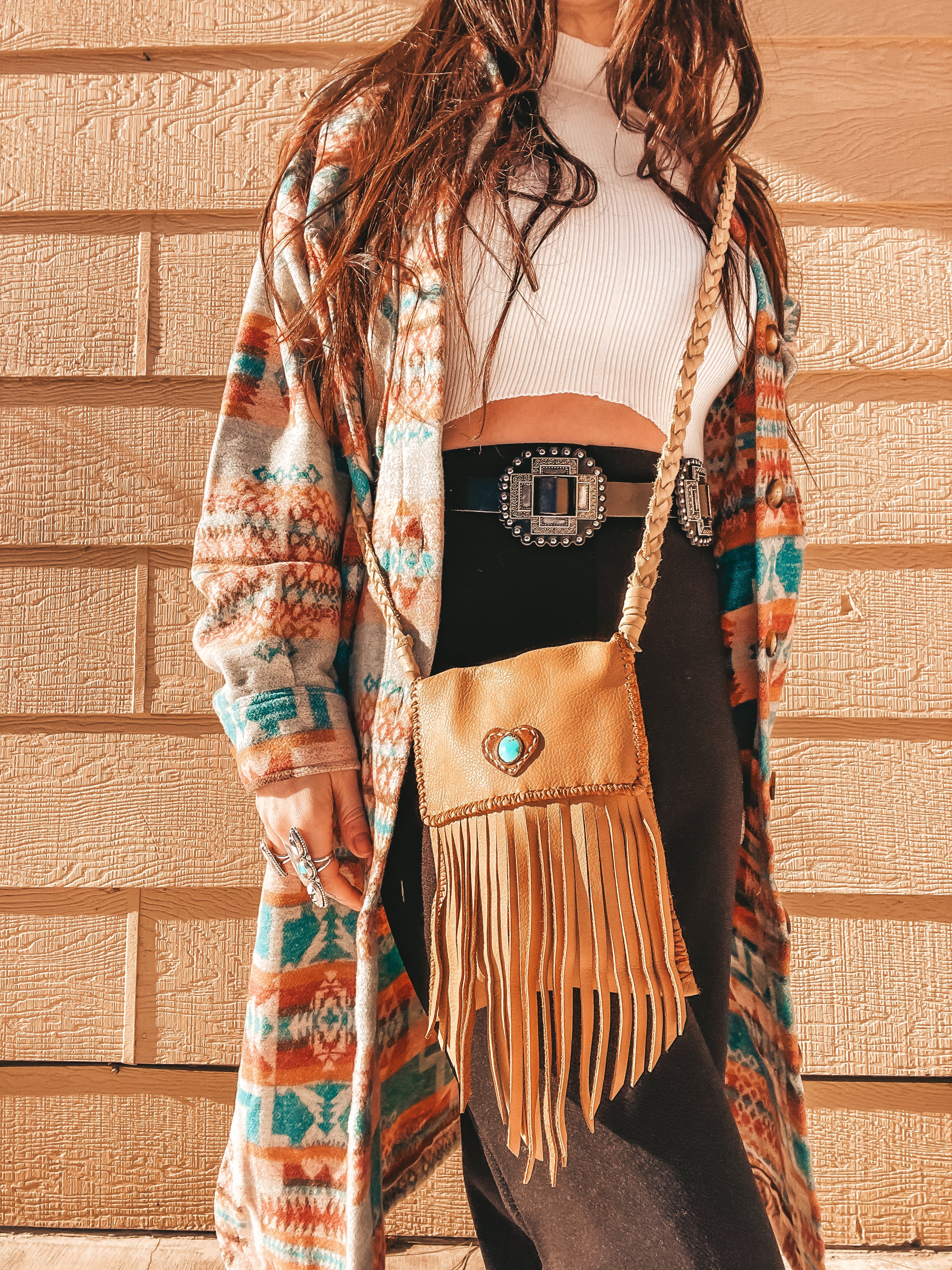 Lovers Festival Bag – Handcrafted Leather & Turquoise Elegance