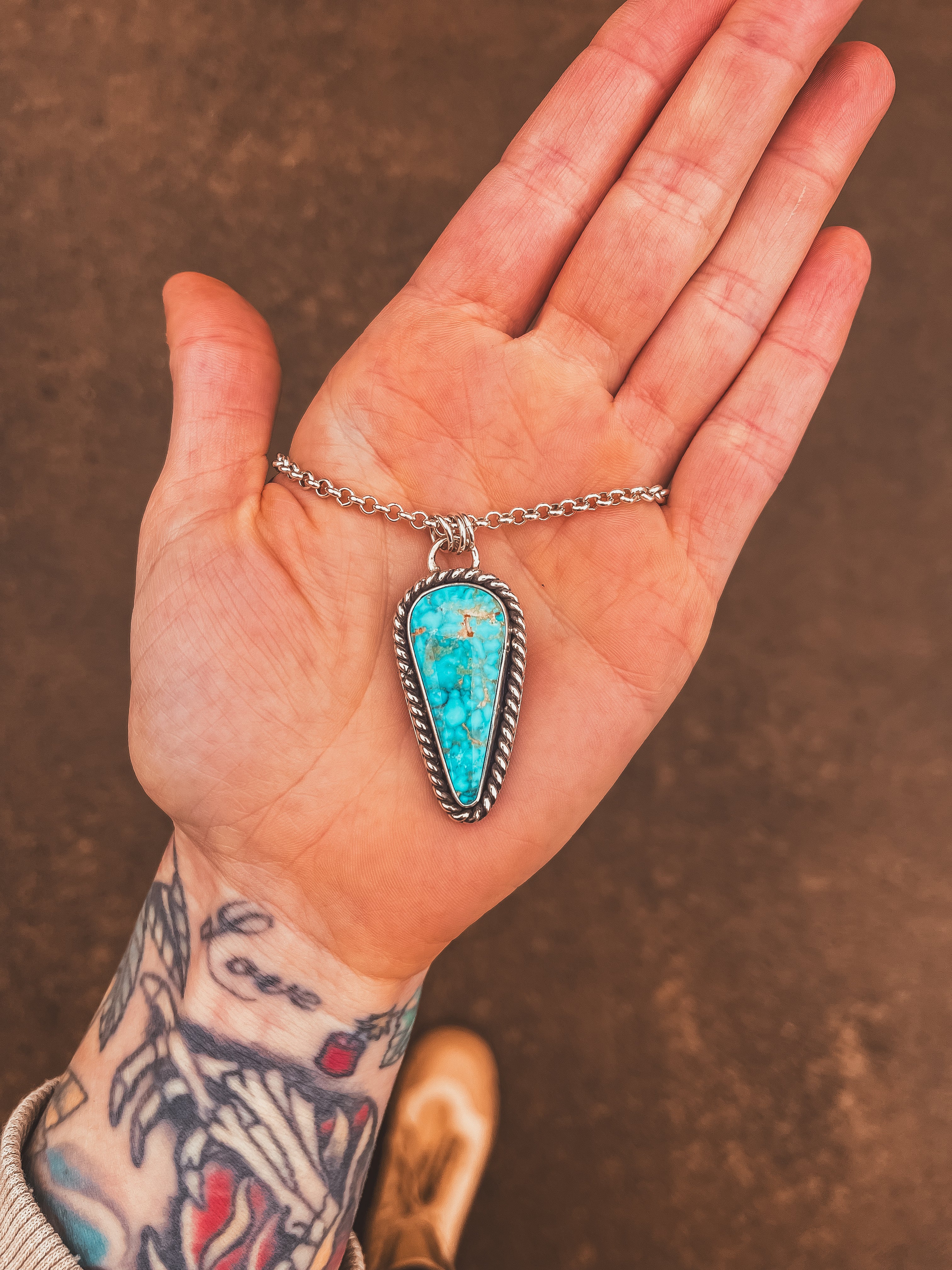 Kingman Waterweb Turquoise Pendant