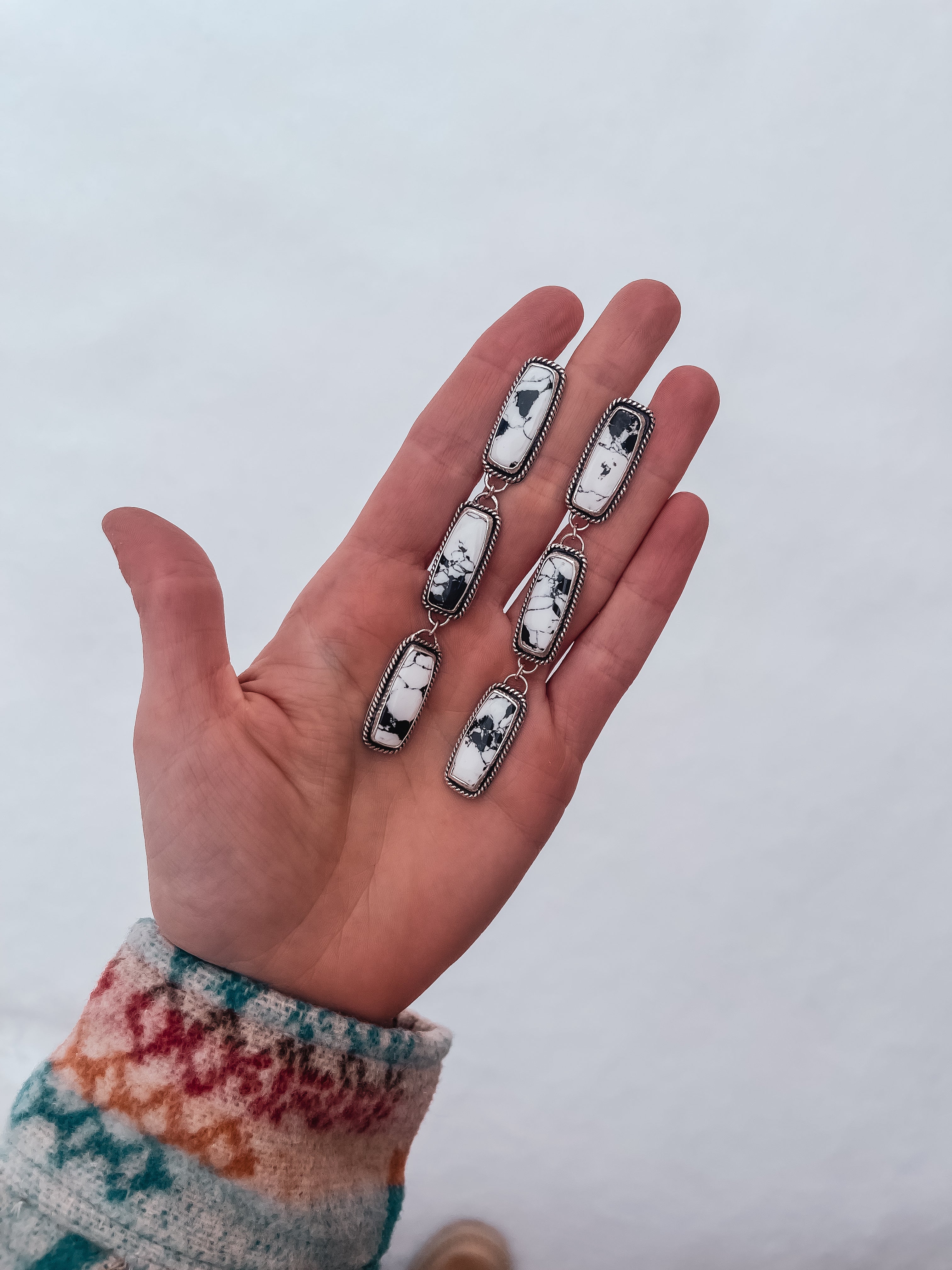 White Buffalo Chandelier Earrings