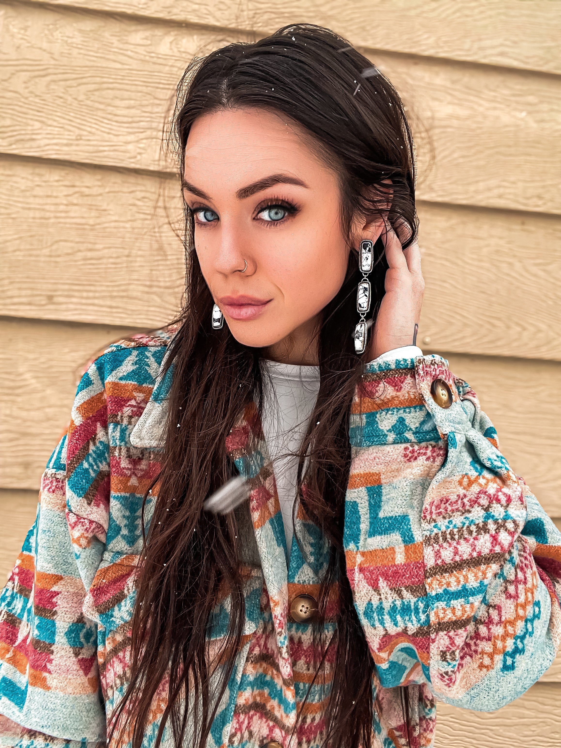 White Buffalo Chandelier Earrings