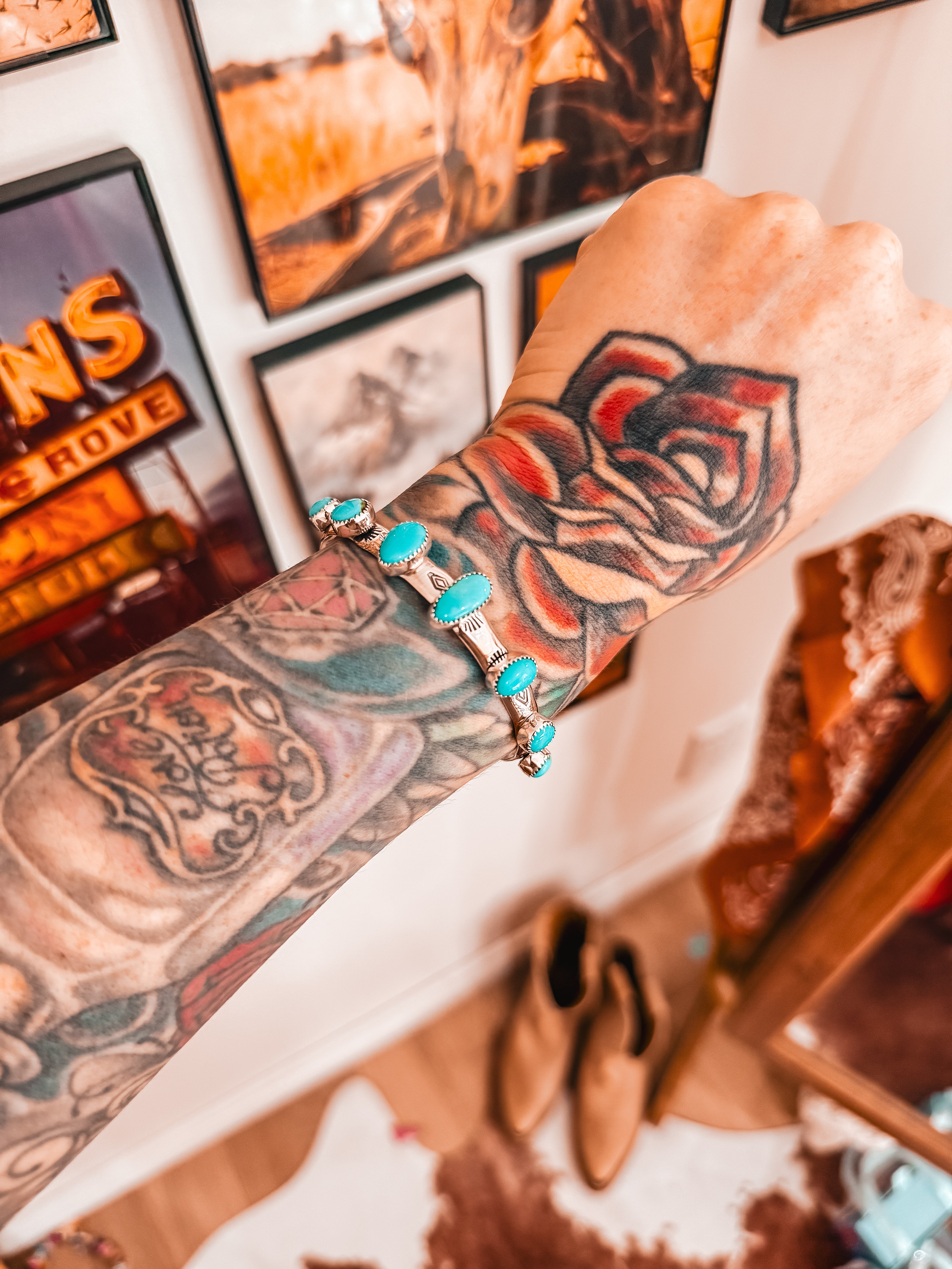 7 Stone Sonoran Stamped Cuff (M/L)