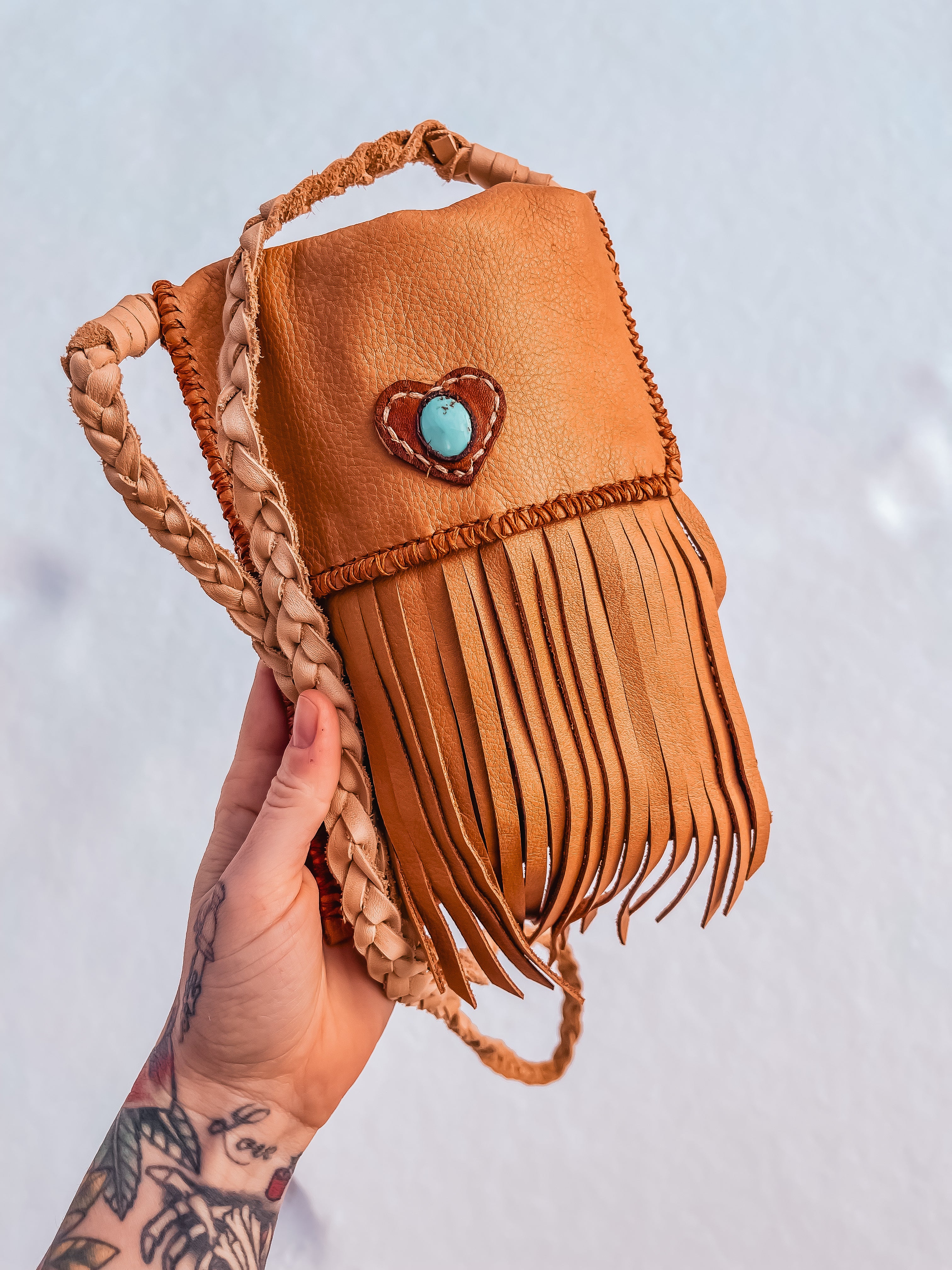 Lovers Festival Bag – Handcrafted Leather & Turquoise Elegance