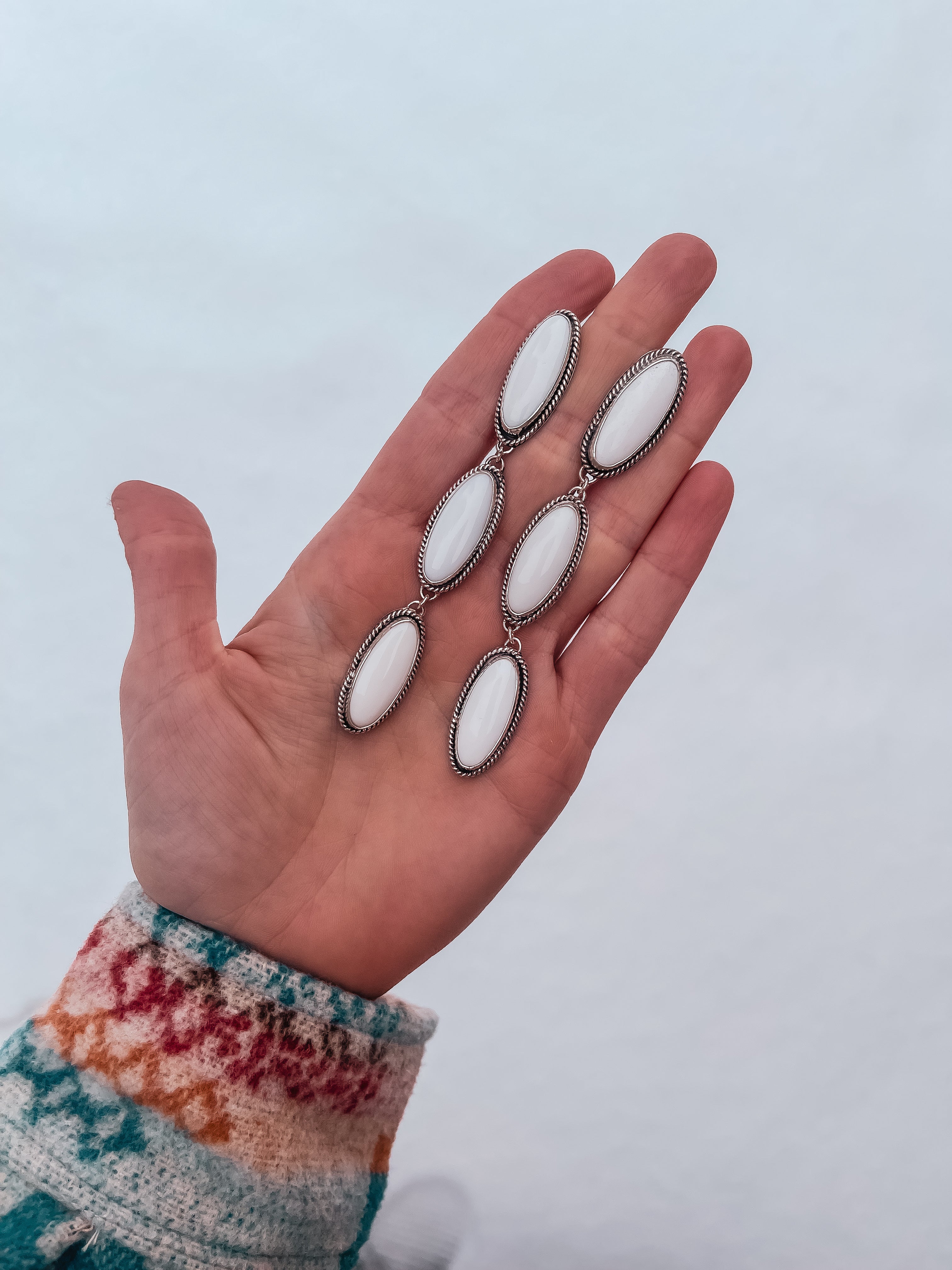 White Agate Chandelier Earrings