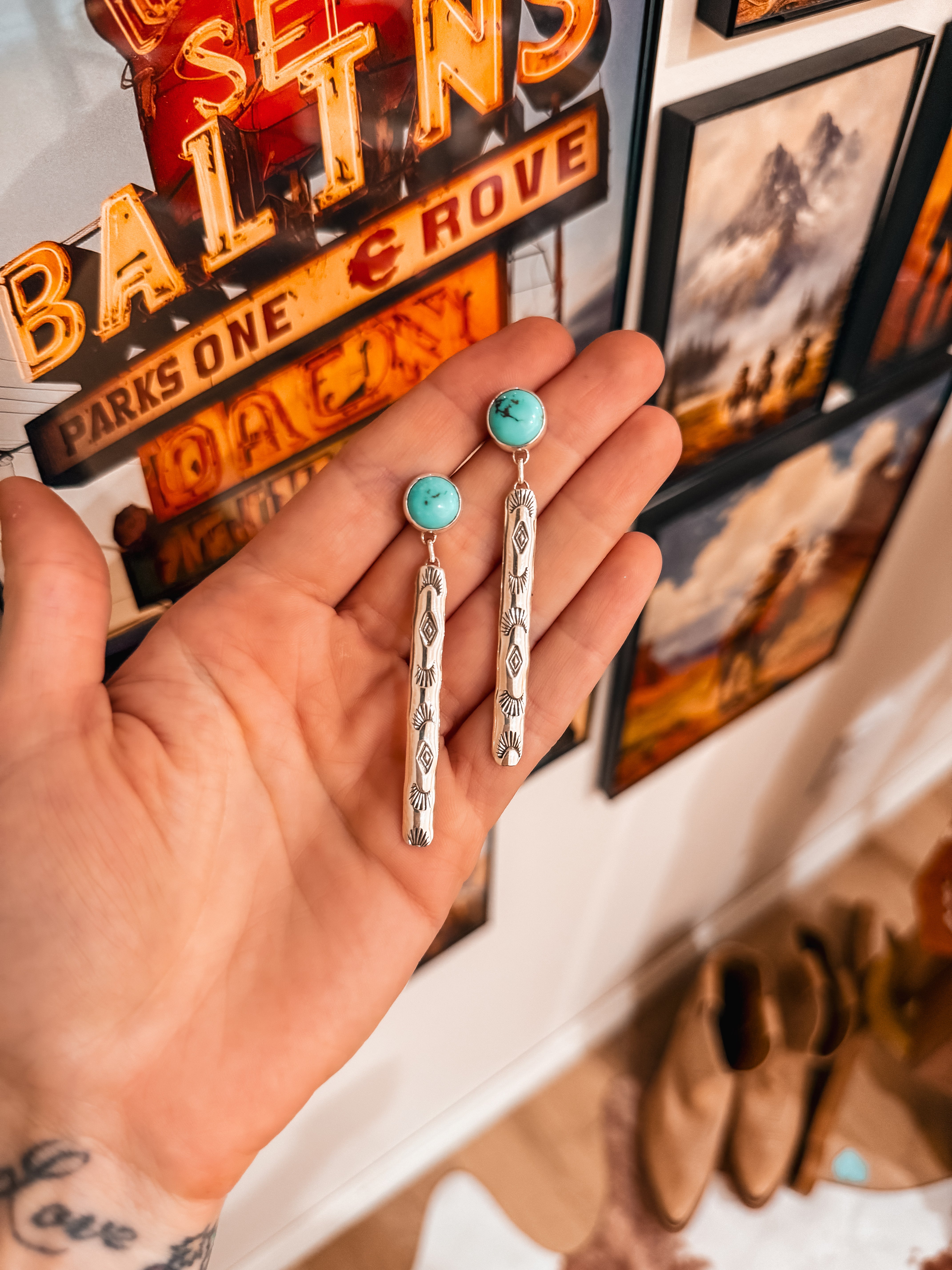 Stamped Dangle Earrings