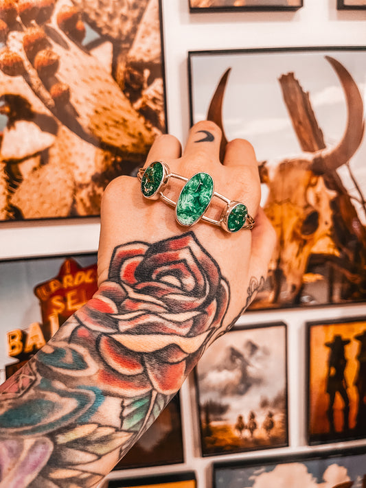 Three-Stone Broken Arrow Variscite Cuff – Small/Medium