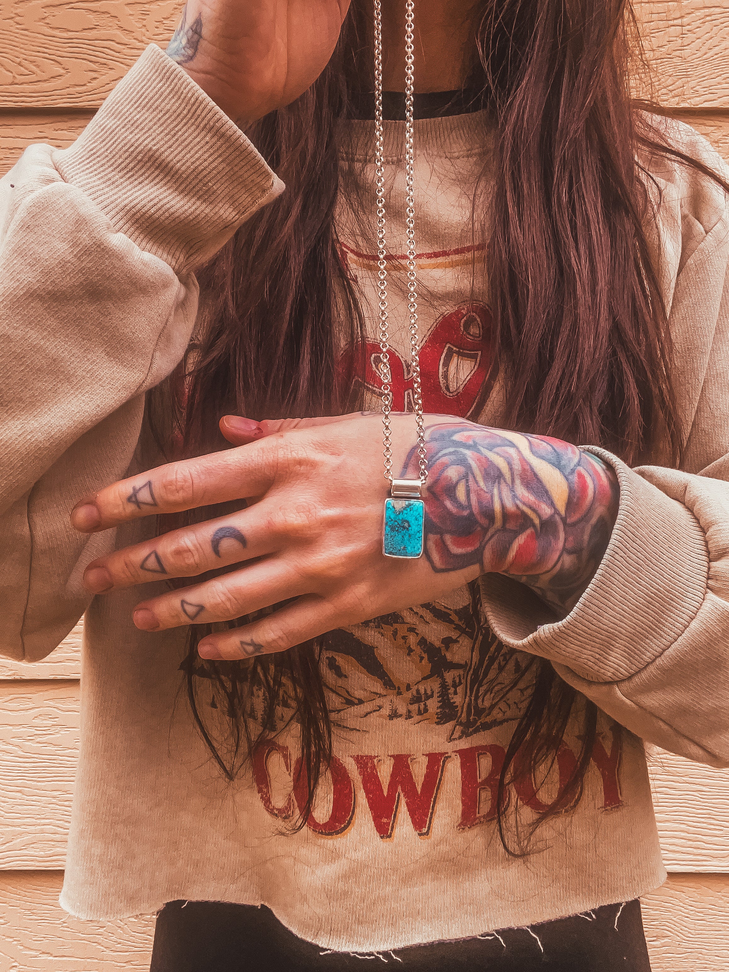 Kingman Waterweb Turquoise Rectangle Pendant