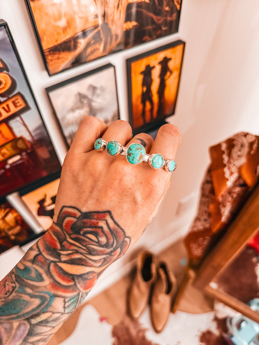 5 Stone Sonoran Stamped Cuff
