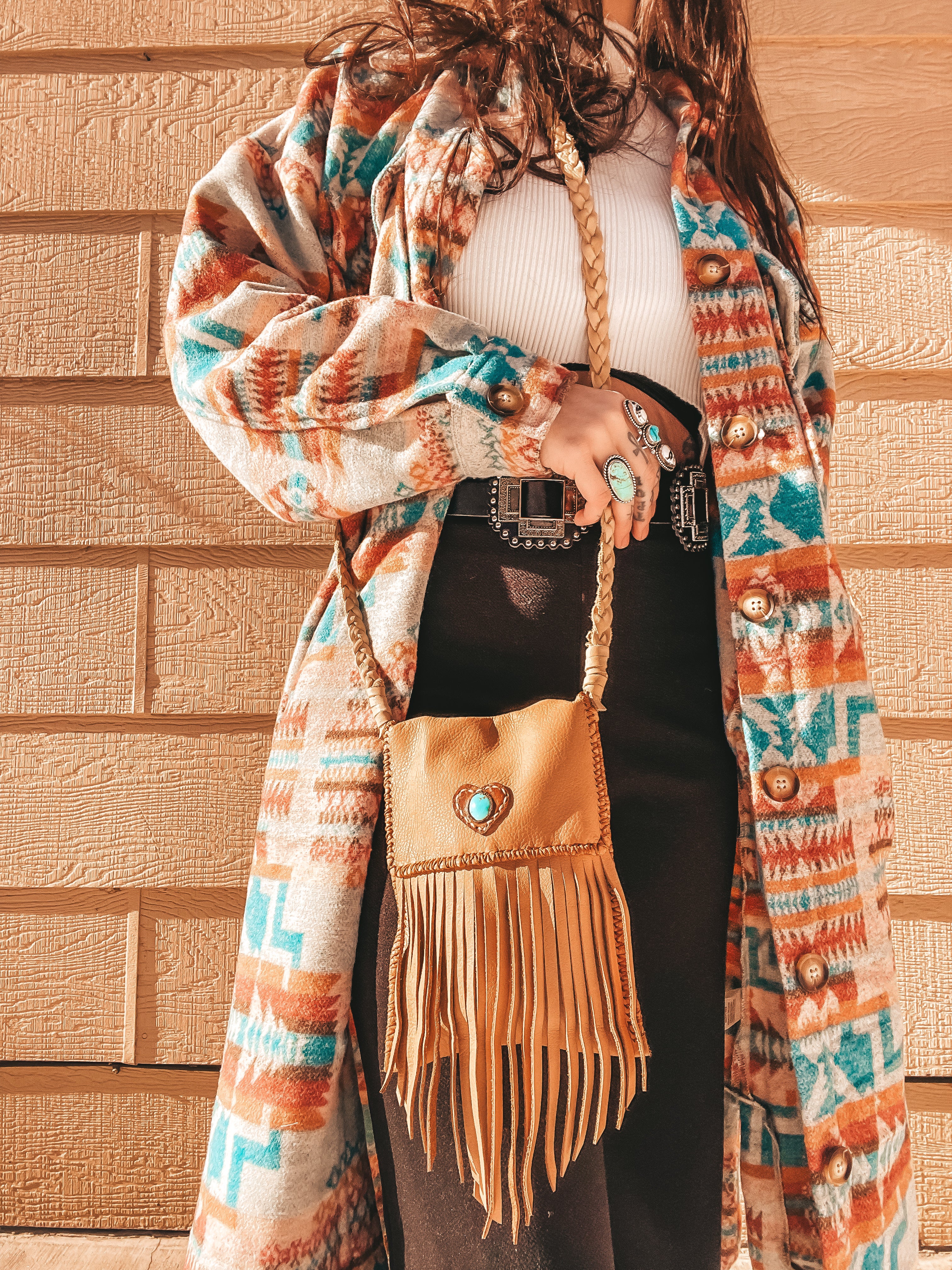 Lovers Festival Bag – Handcrafted Leather & Turquoise Elegance