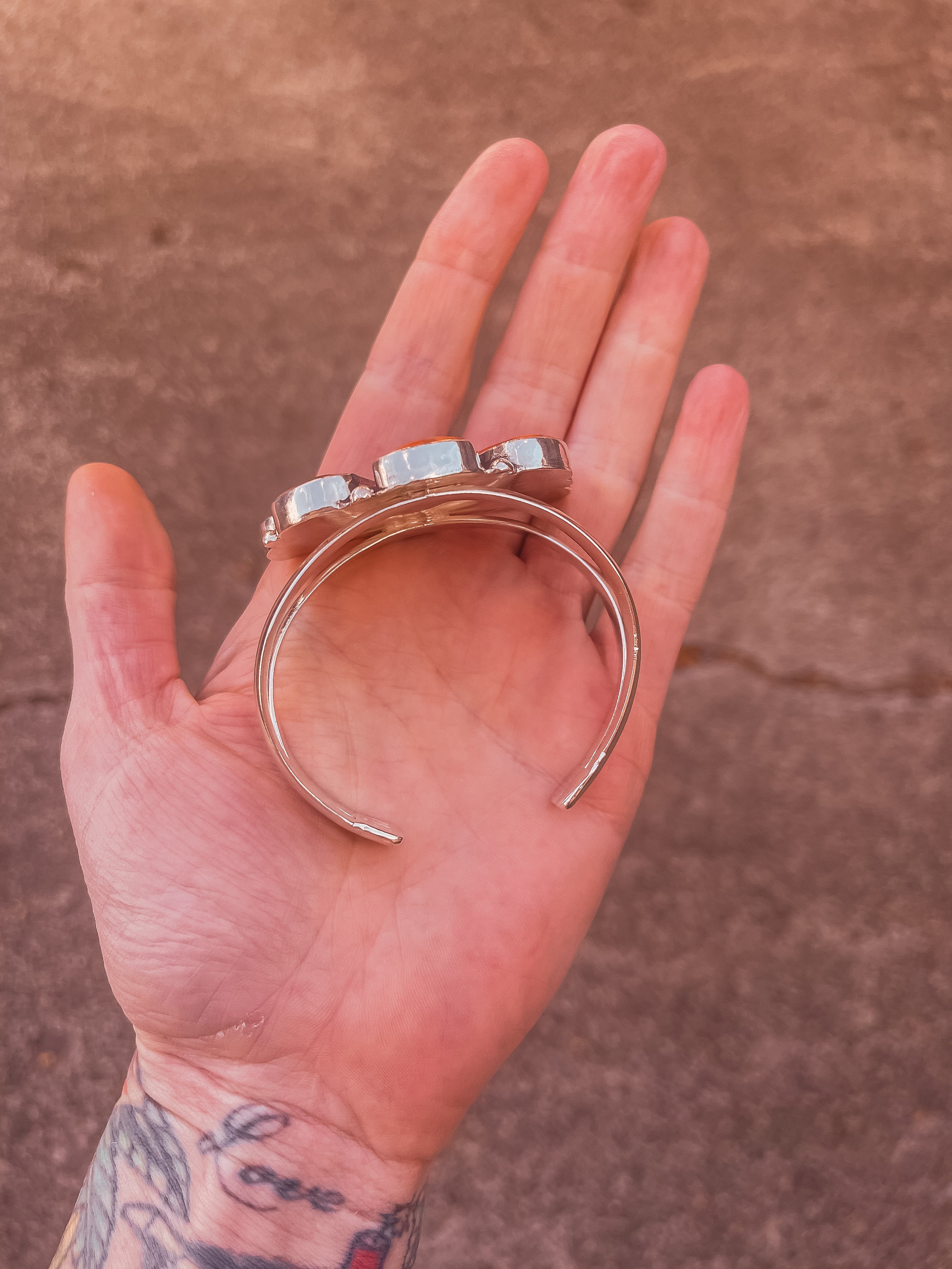 Large Naja Statement Cuff with Apple Coral & Royston Turquoise