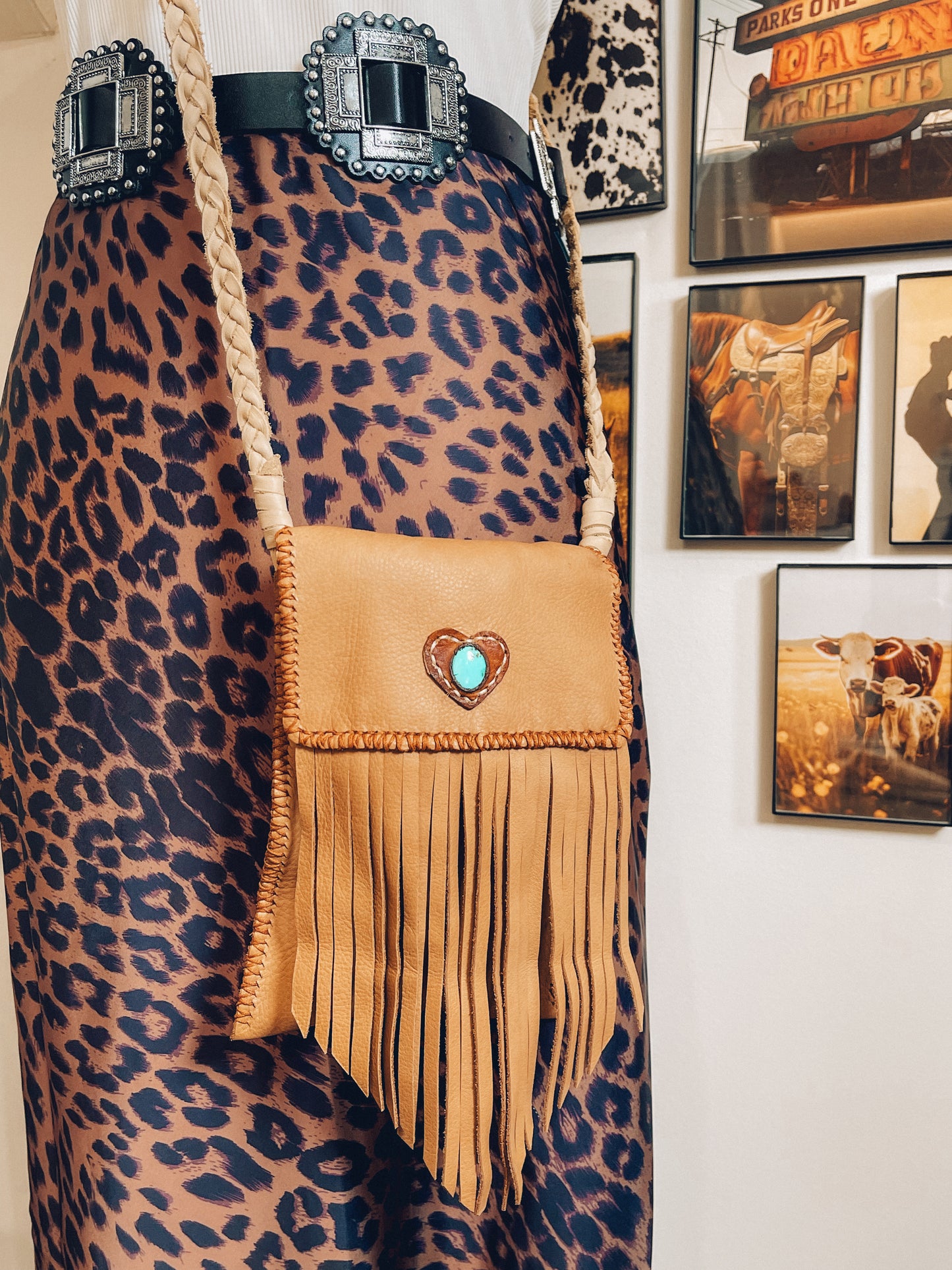 Lovers Festival Bag – Handcrafted Leather & Turquoise Elegance