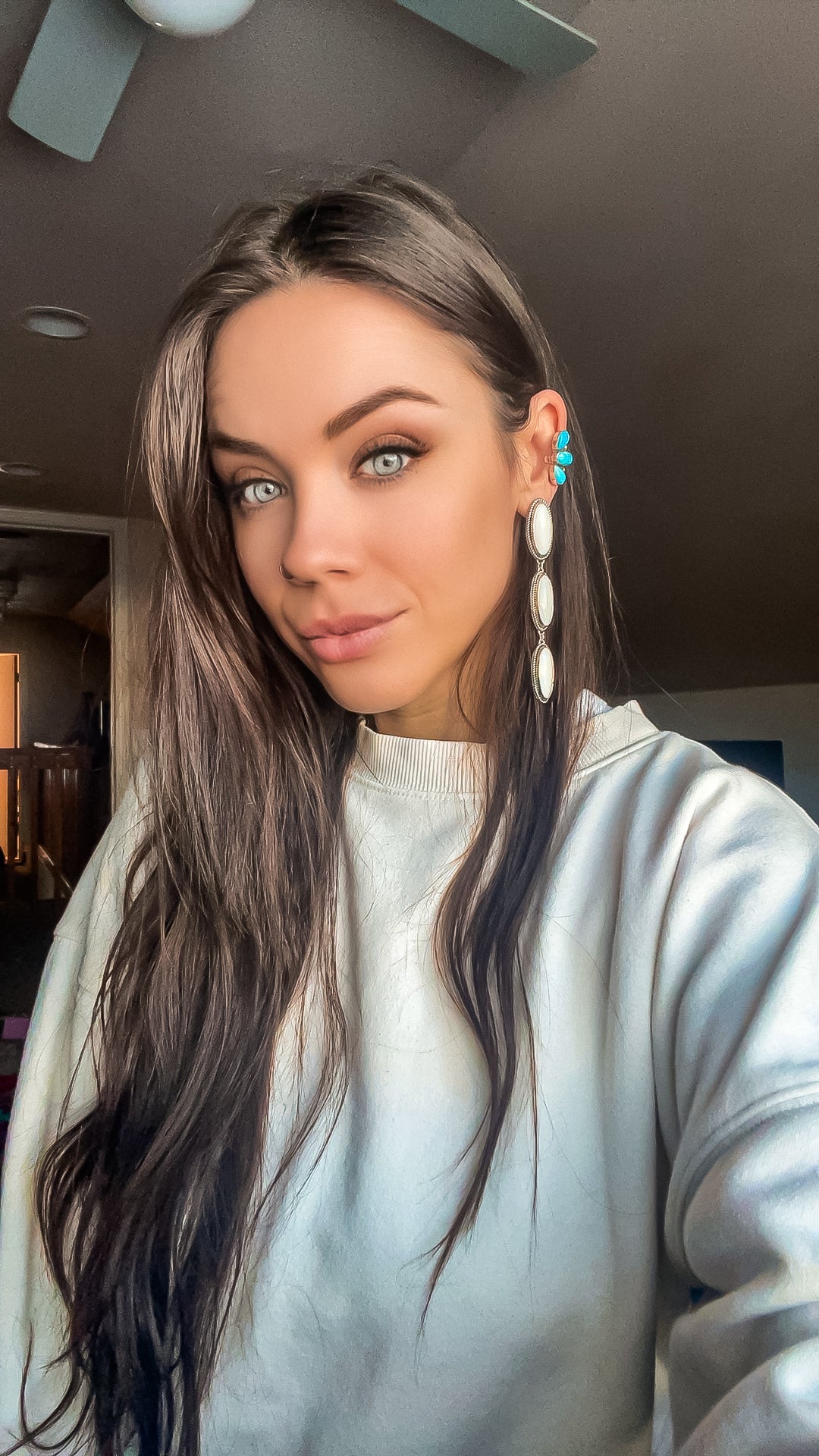 White Agate Chandelier Earrings