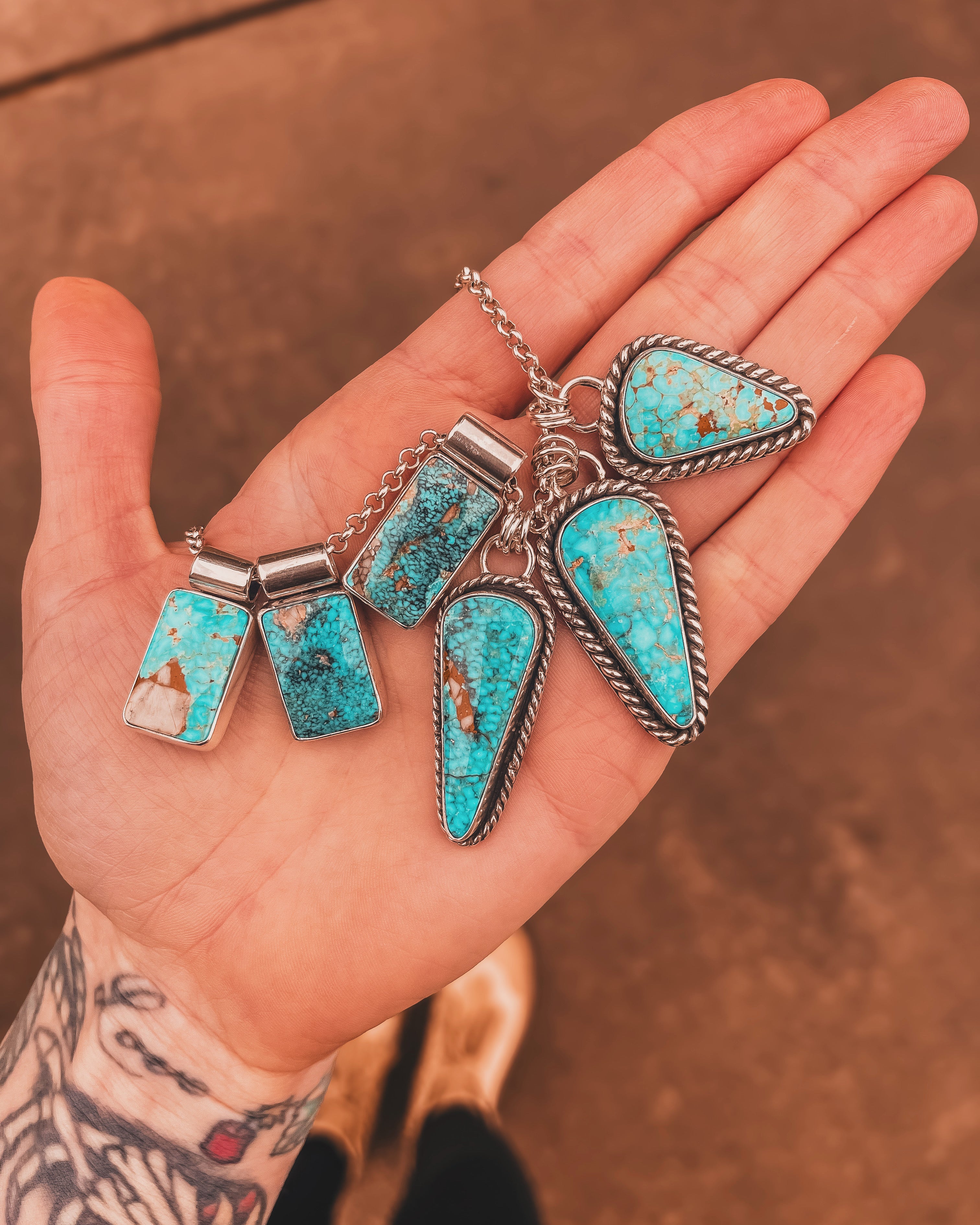 Kingman Waterweb Turquoise Pendant