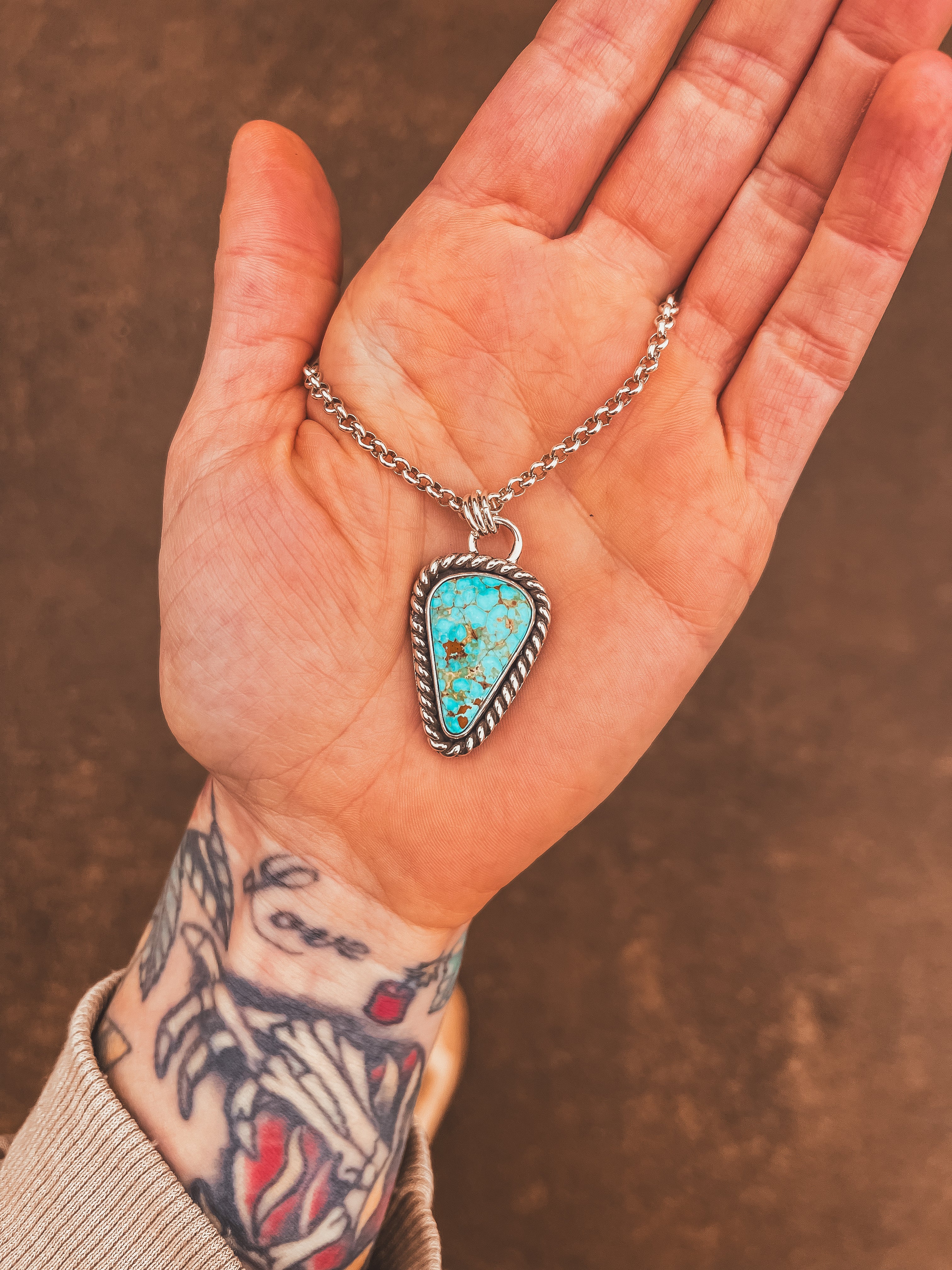 Kingman Waterweb Turquoise Pendant