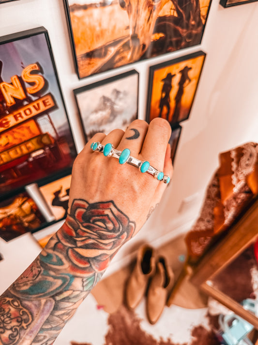 7 Stone Sonoran Stamped Cuff (M/L)