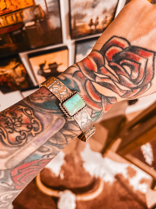 Men’s Stamped Cuff with Royston Turquoise