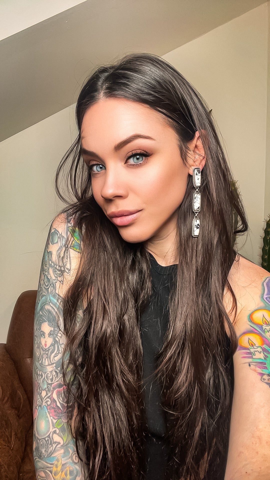 White Buffalo Chandelier Earrings