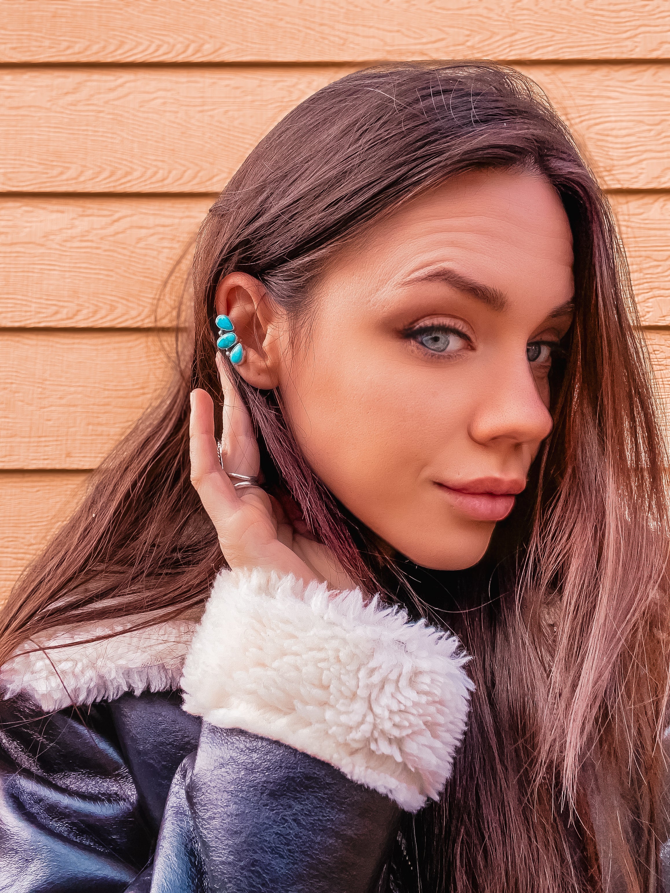 Ear Cuff Huggers with Blue Ridge Turquoise