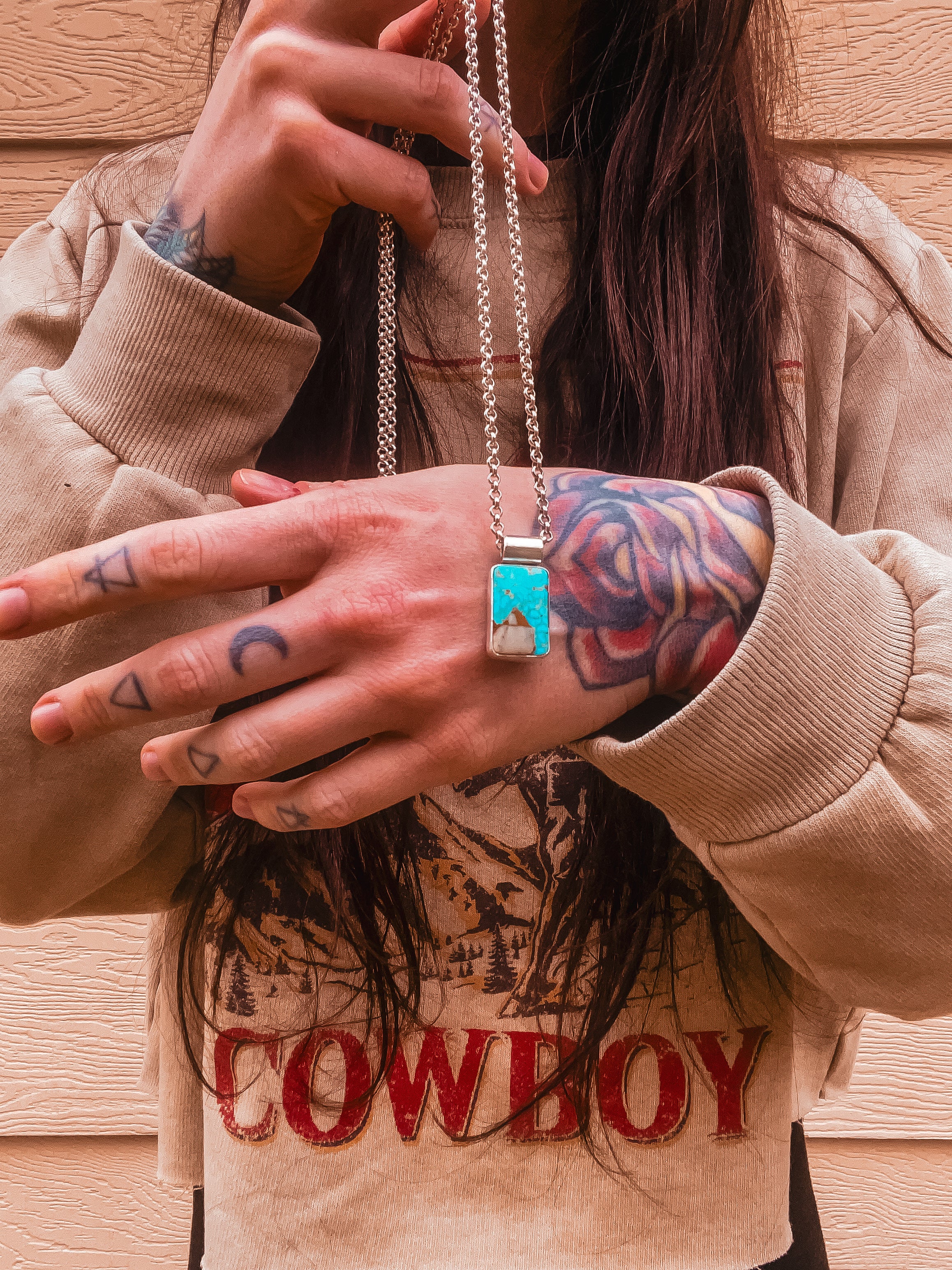 Kingman Waterweb Turquoise Rectangle Pendant