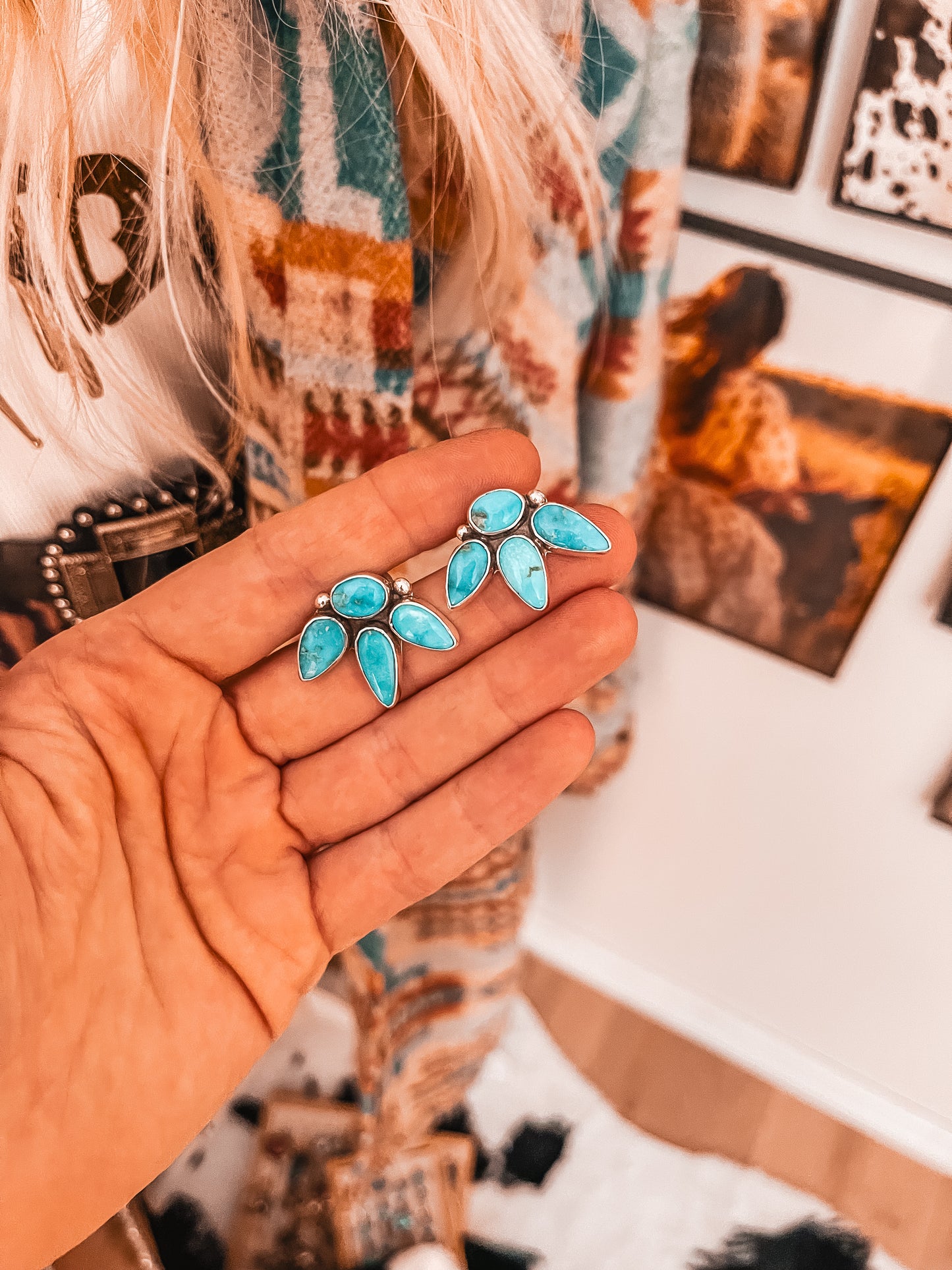 Blue Ridge Turquoise 3-Point Earrings