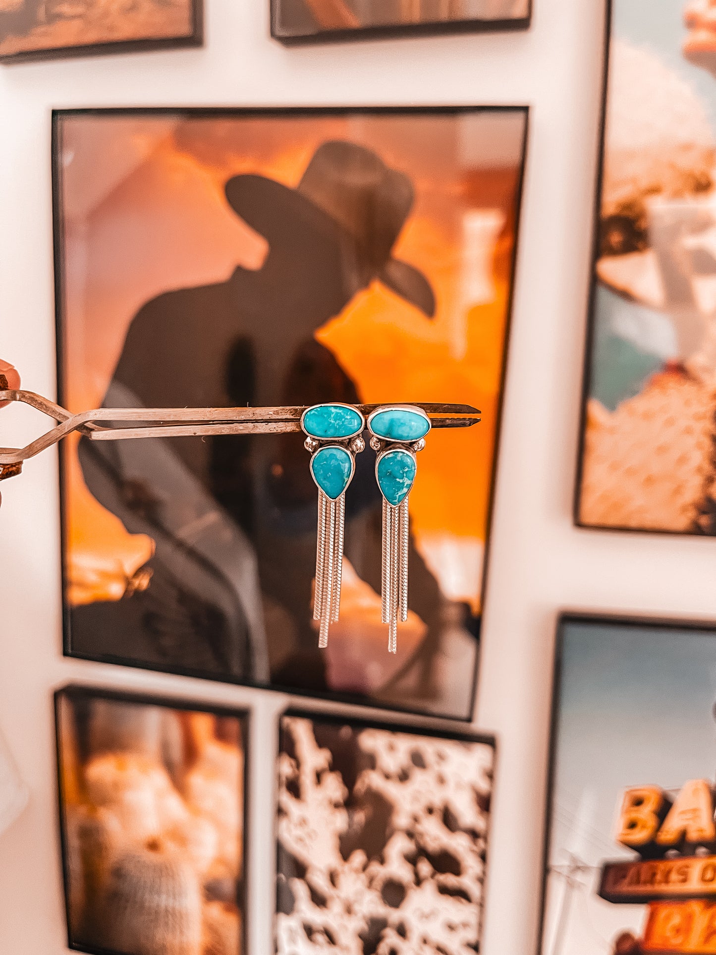 Bluebird Turquoise Fringe [Ear] Jacket Earrings