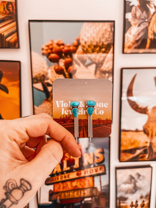 Bluebird Turquoise Fringe [Ear] Jacket Earrings