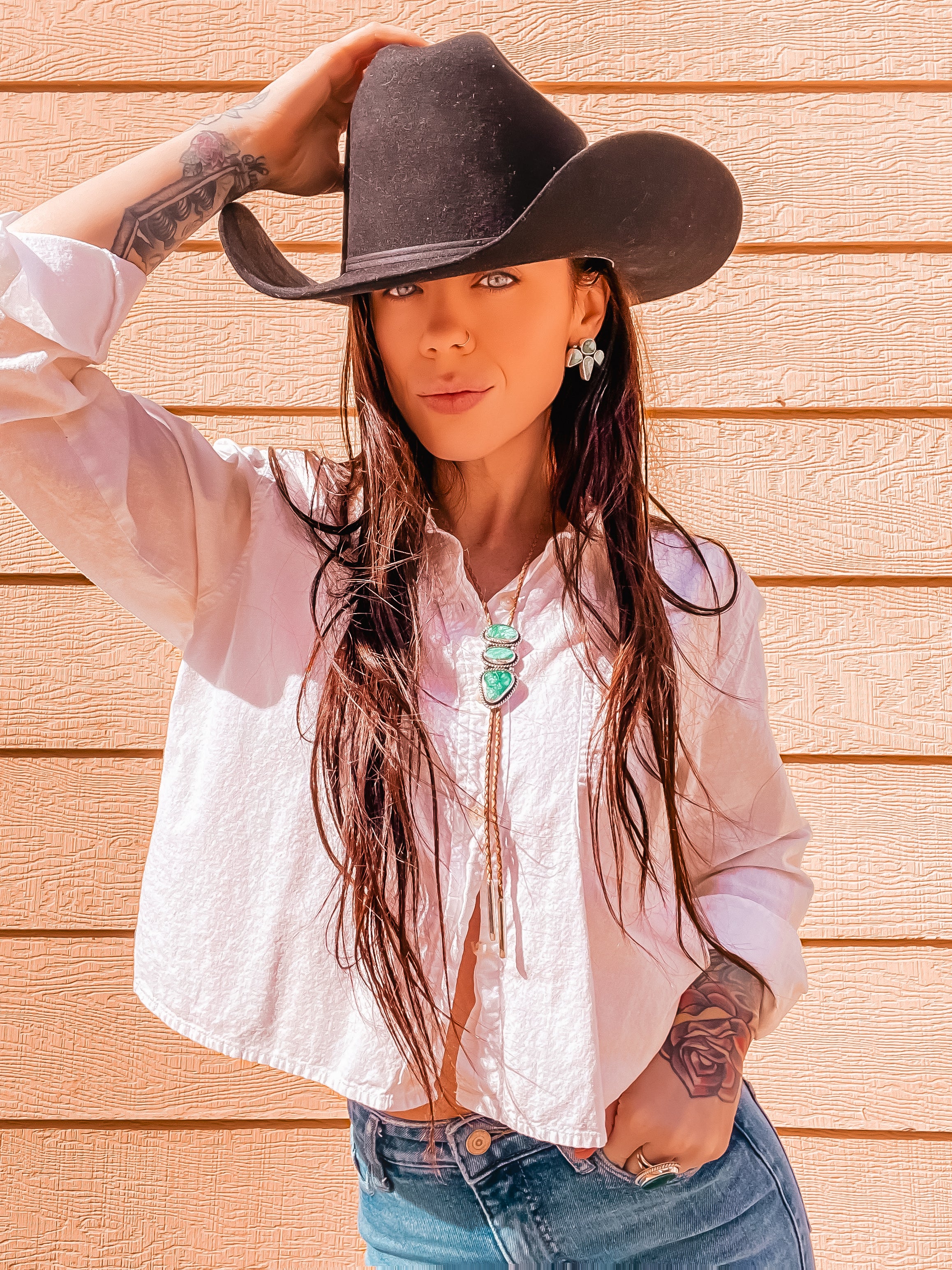 Broken Arrow Variscite 3-Point Earrings