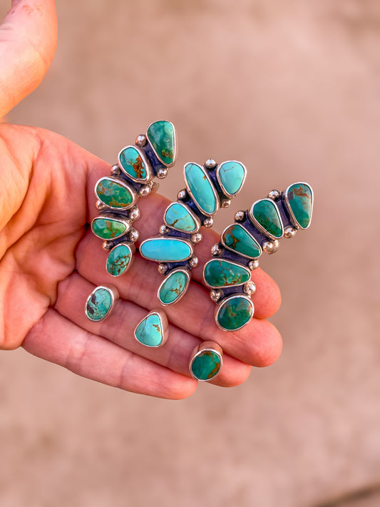 Turquoise Cuff Crawler Statement Earrings