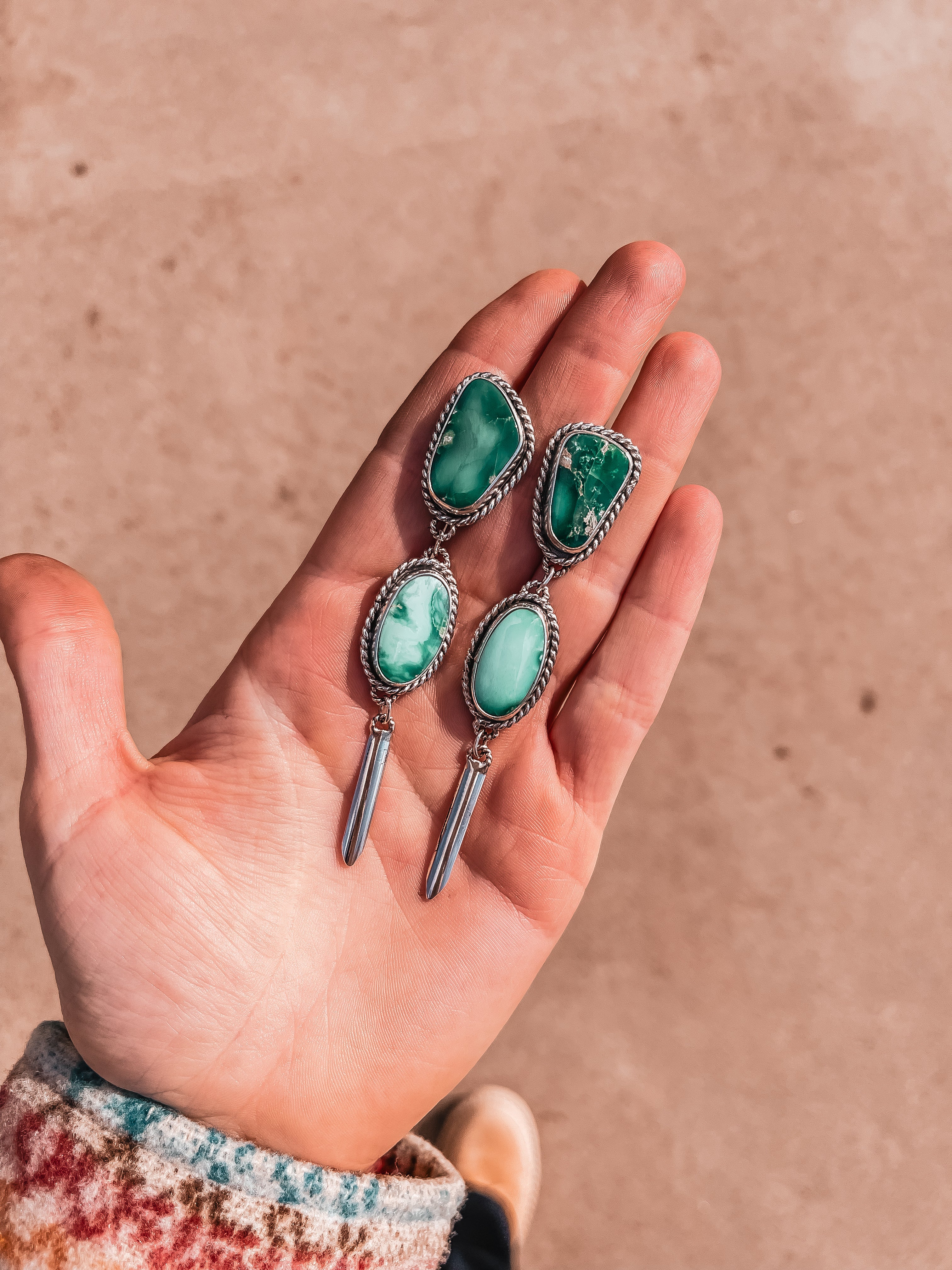 Broken Arrow Variscite Dangle Earrings