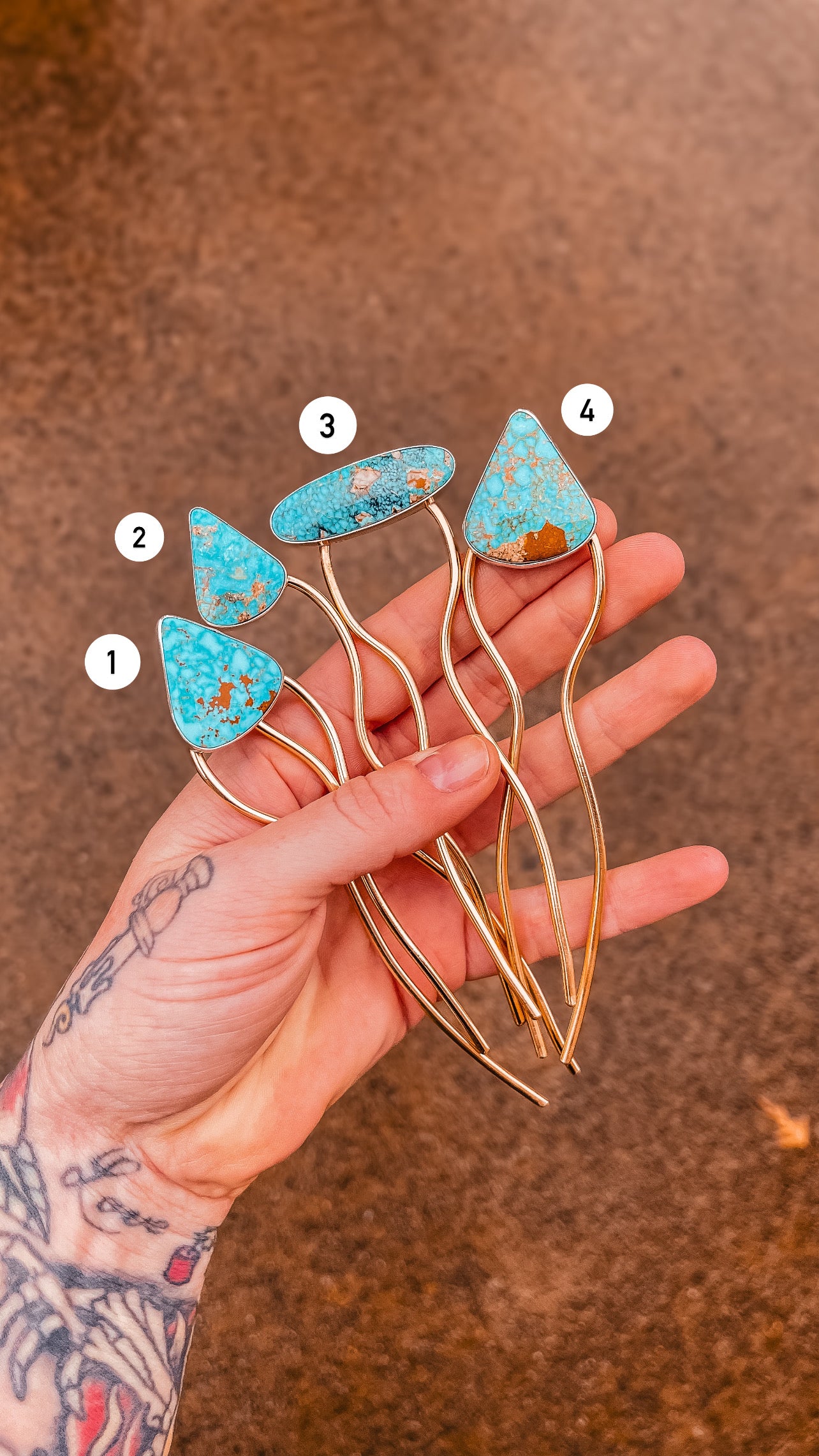 Kingman Turquoise Hair Pins