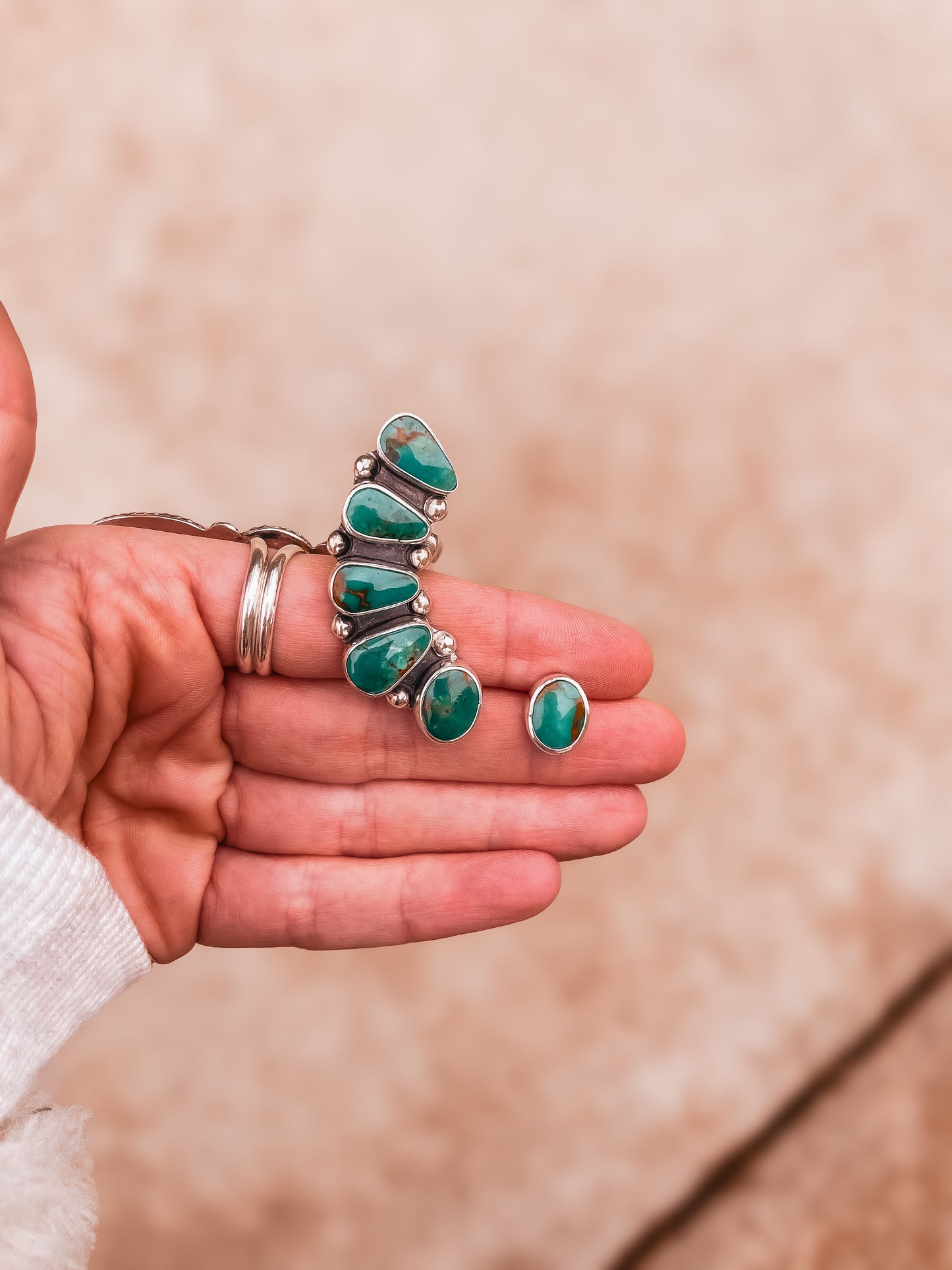 Turquoise Cuff Crawler Statement Earrings